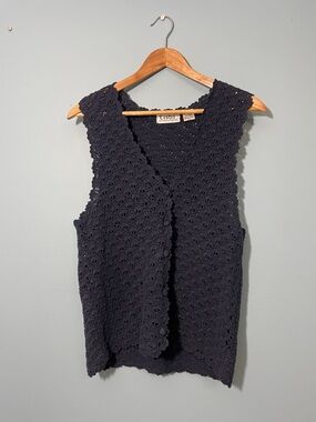 Cotton Knit Crochet Vest